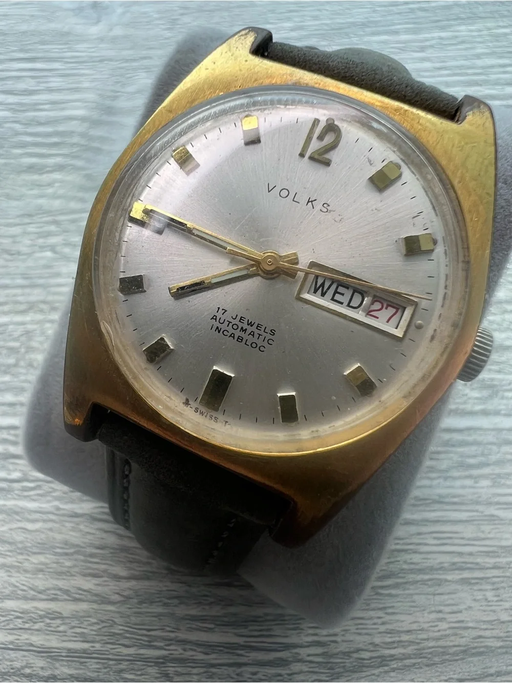 Volks Swiss Gold-Tone Automatic Watch with Day-Date